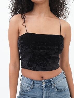 EUC Garage Black Crushed Velvet Tank Top